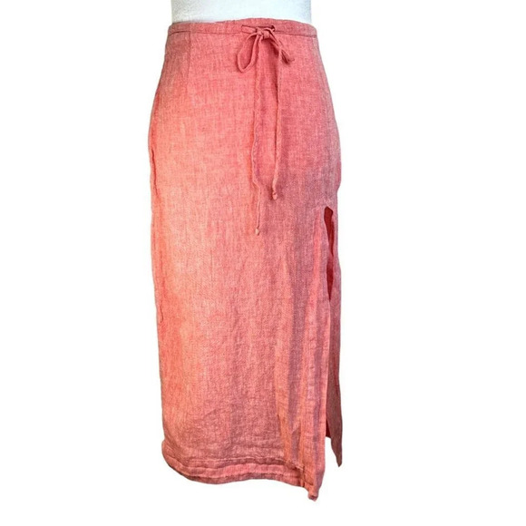 Matthew Burch Drawstring Midi Skirt in Red 1 Womens Linen - Picture 6 of 16